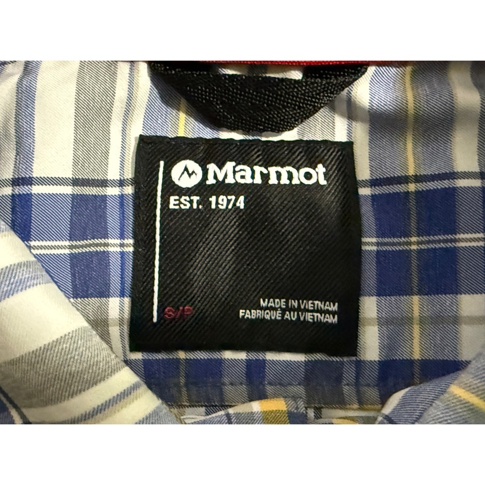 Marmot Button Down Shirt Mens Small Blue Plaid Short Sleeve Outdoor Casual - Picture 5 of 5